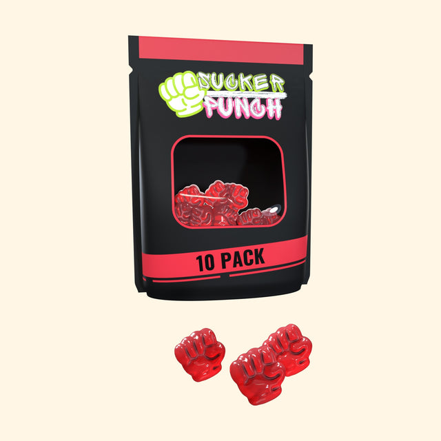 Sucker Punch 10 Pack Strawberry, 150 mg caffeine suckers