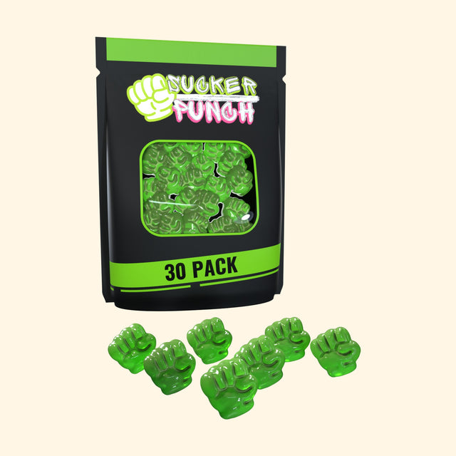 Sucker Punch 30 Pack Green Lime, 150 mg caffeine suckers