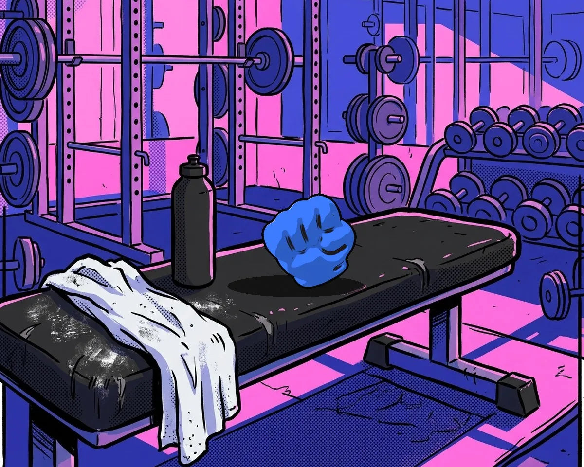 A sucker on a gym bench before an early lift